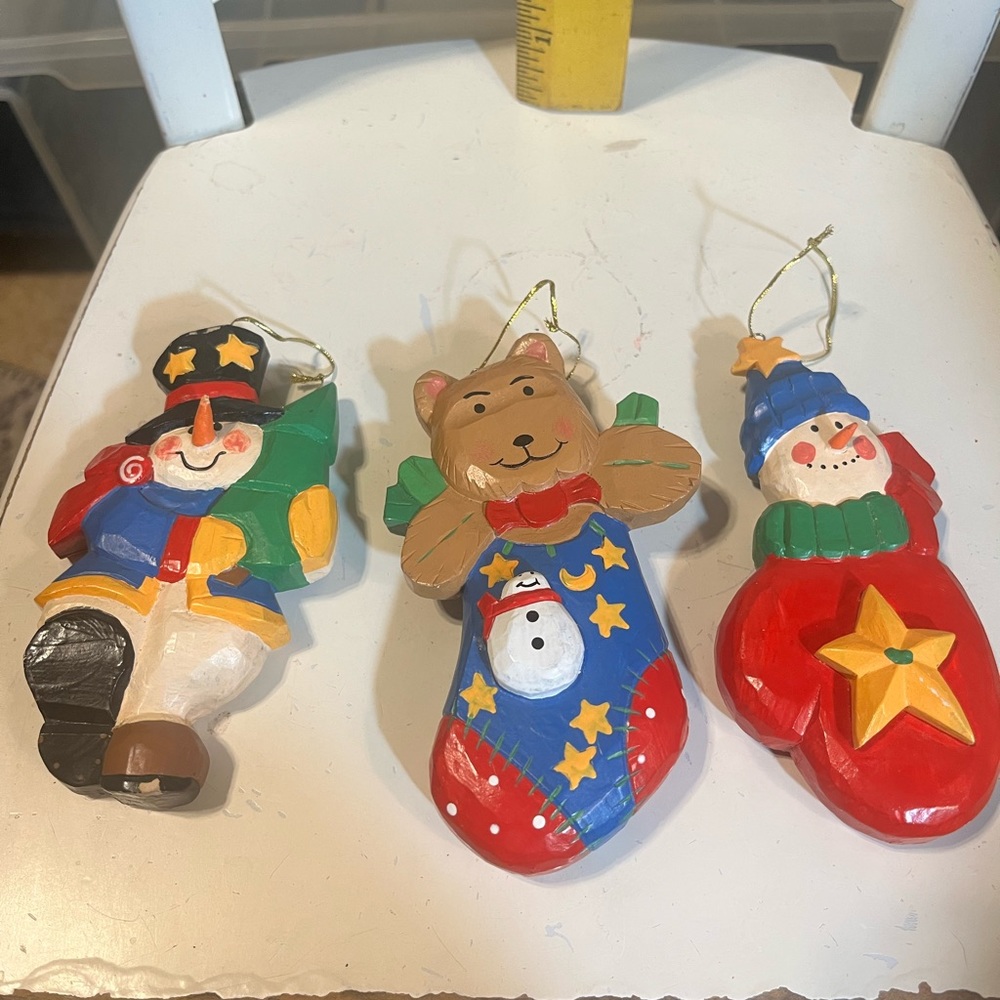 Lot of 3 Country/Farmhouse-style Christmas tree ornament